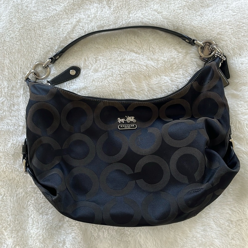 Coach Signature C Black Madison Hobo Shoulder Bag Purse